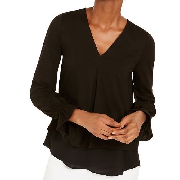 Michael Kors navy pleat front blouse - Picture 6 of 6